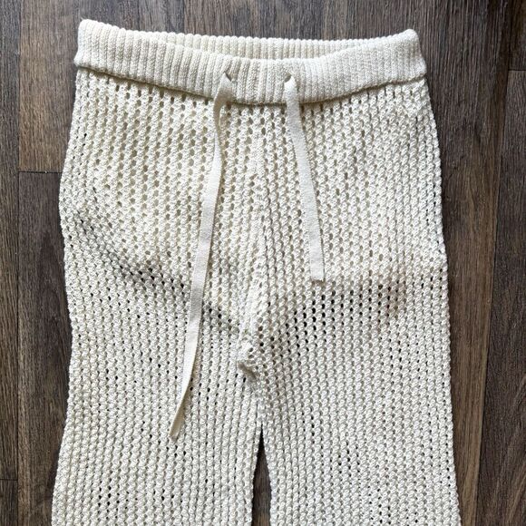 Earthbound Womens Openwork Knit Crochet Flare Trousers Pants Small Boho Festival - Picture 3 of 8
